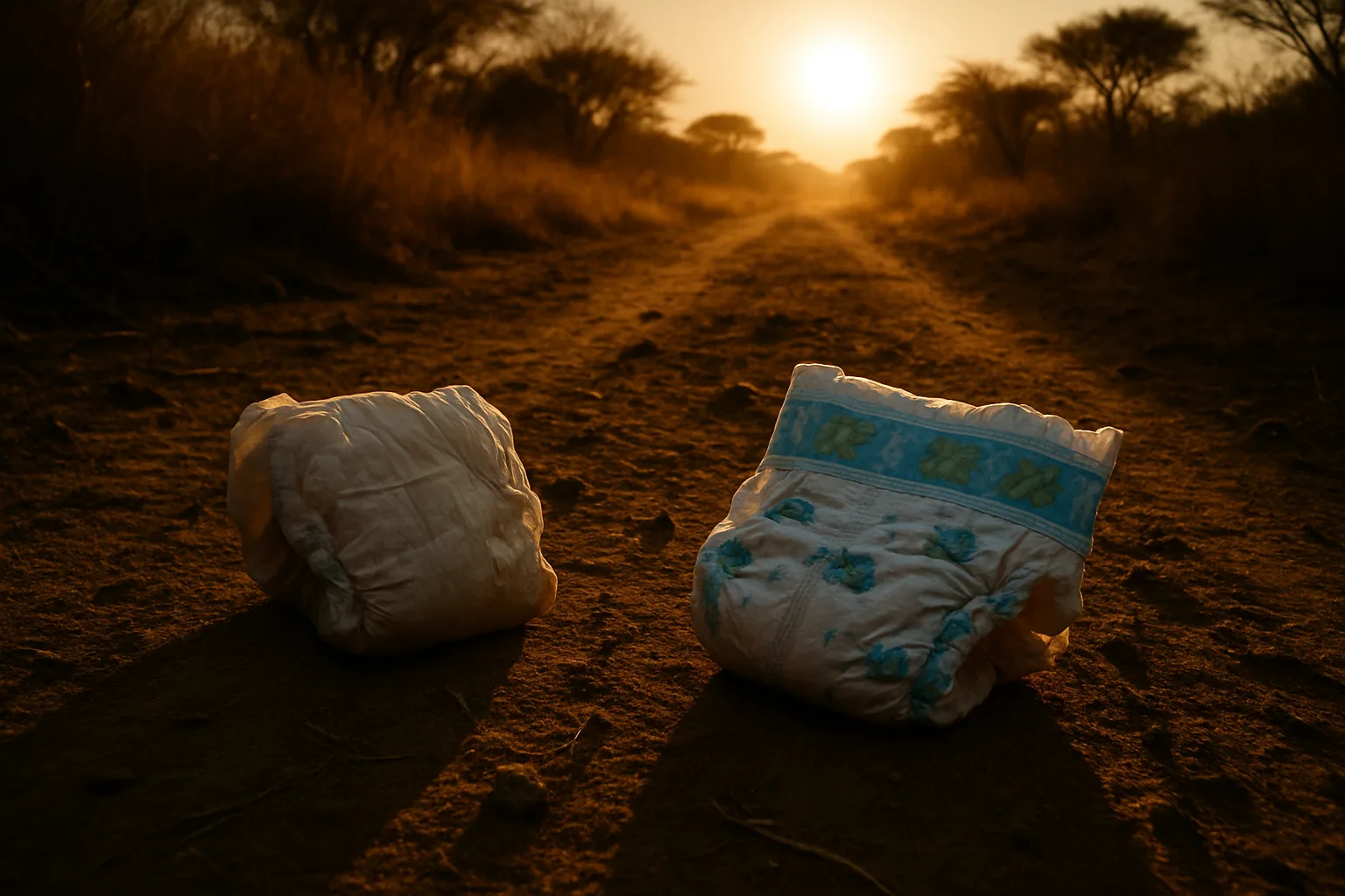 Two Varied Diapers on a Dusty Savanna Path
