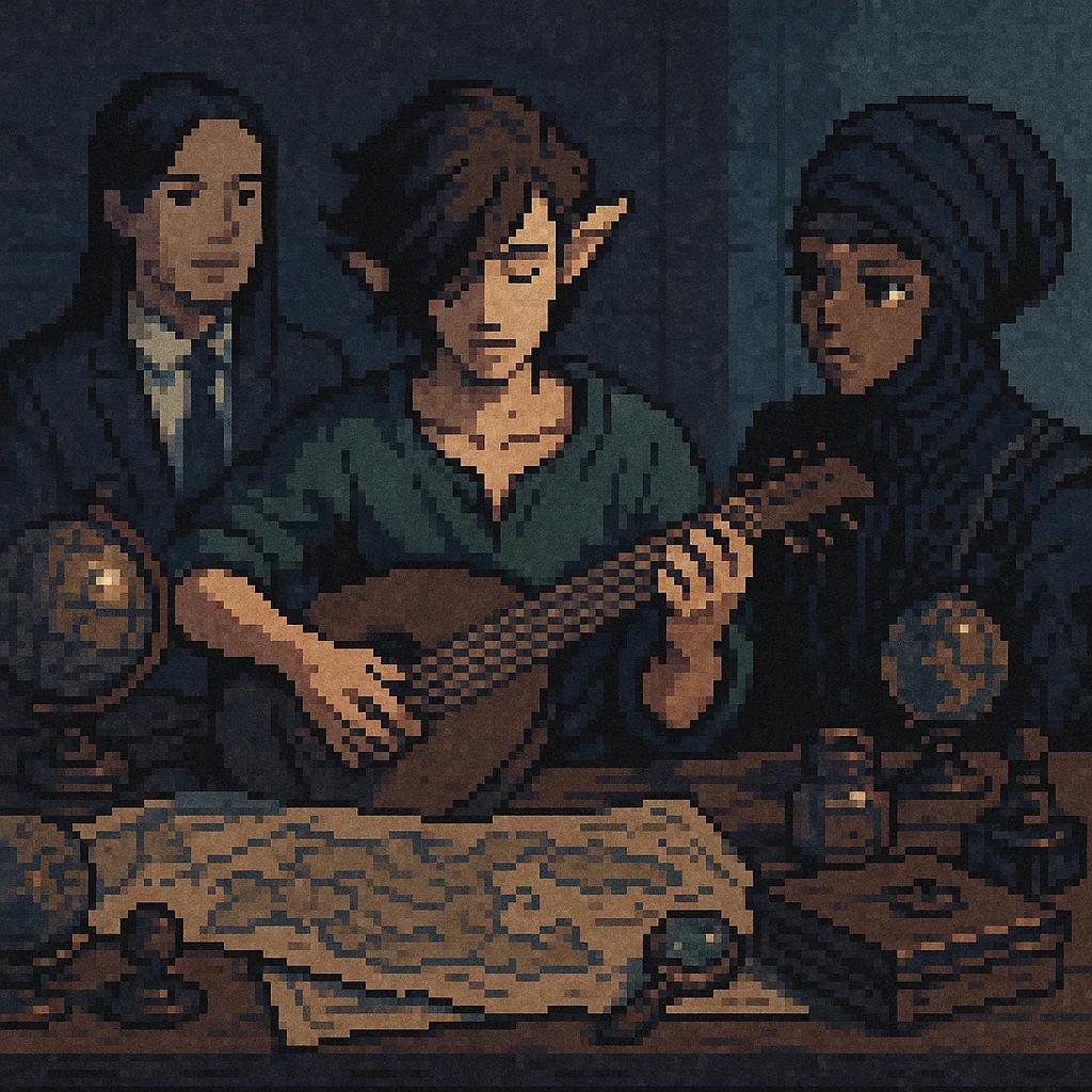Pixel-art Styled Lover Character from a Timeless Mythical Realm