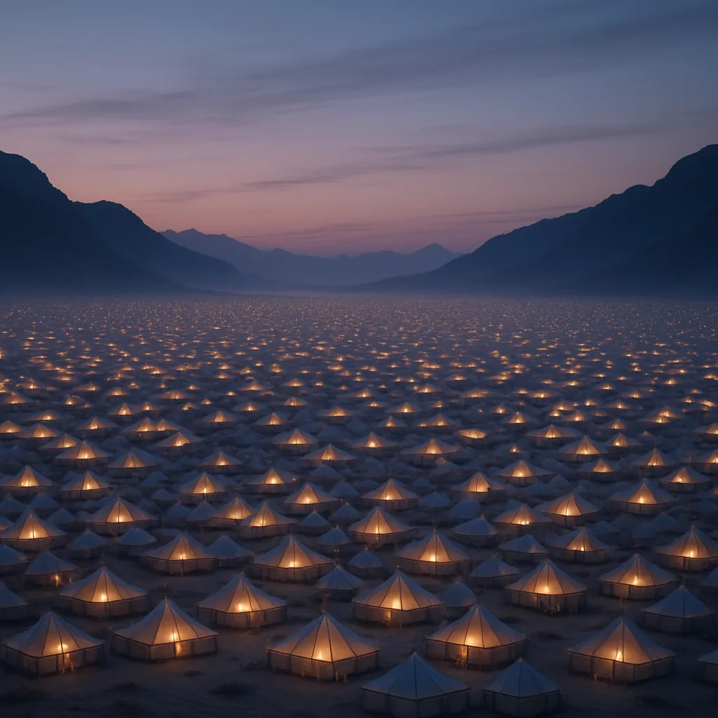 Countless Shimmering Tents Form a Sprawling Temporary City