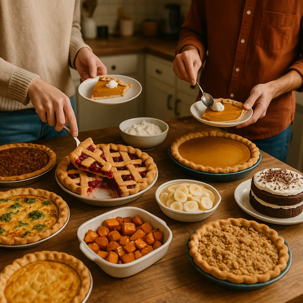 Wooden Table Filled with Various Homemade Pies
