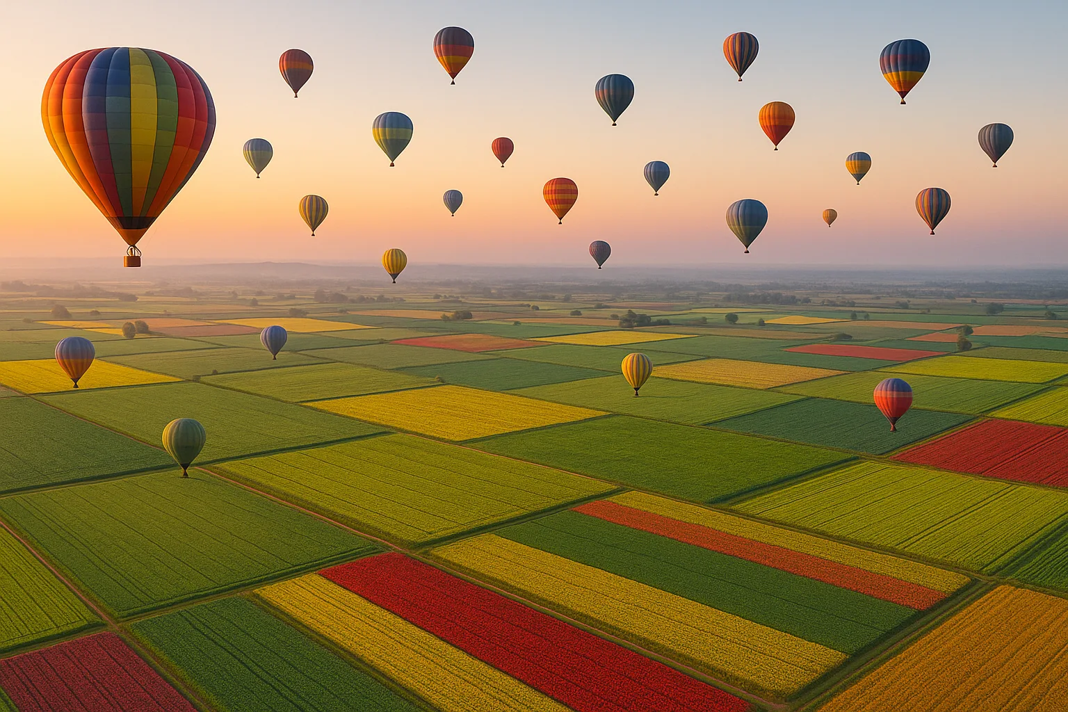 Numerous Hot Air Balloons Drift Serenely