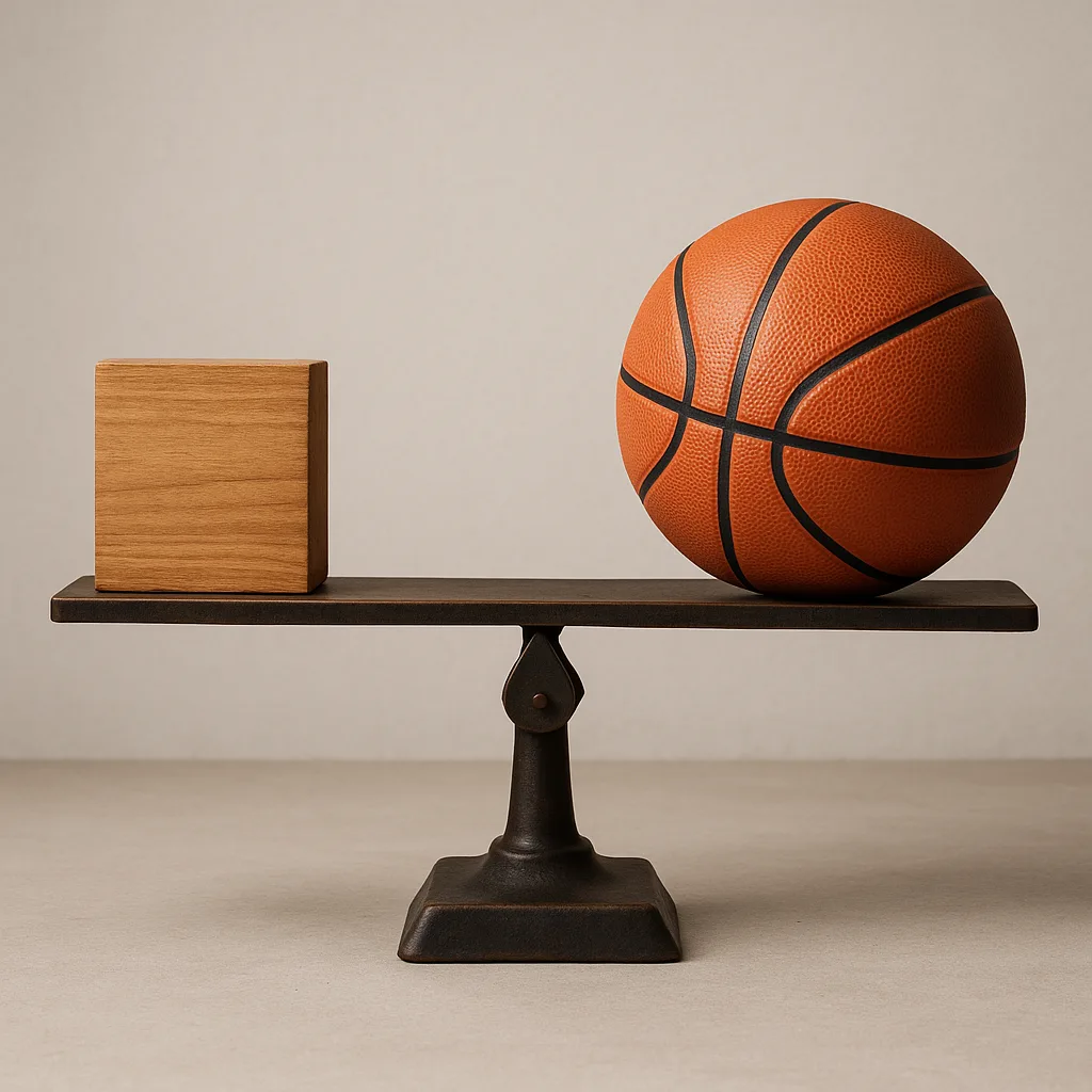 Basketball and a Wooden Block