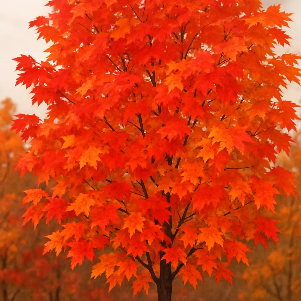 Maple Tree Showcasing a Vibrant Mix of Crimson