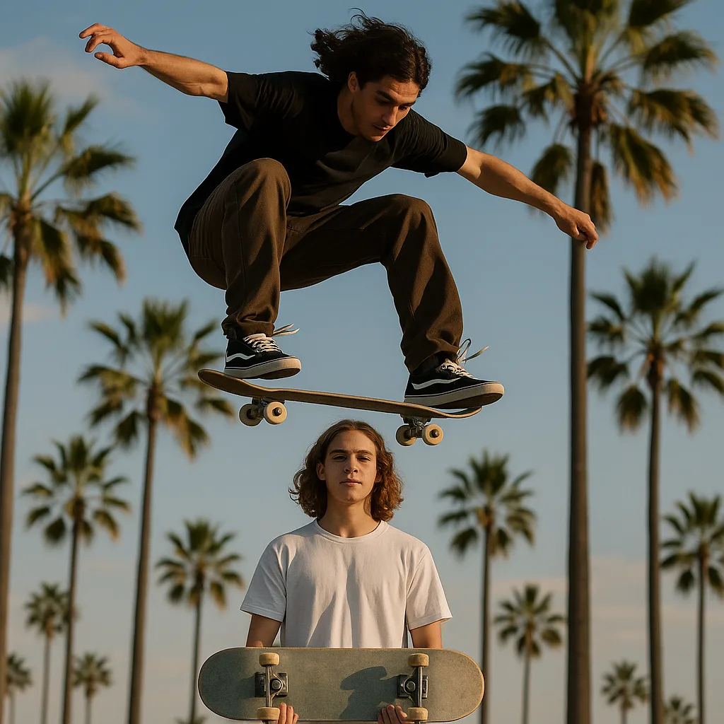 Skateboarder Performs a Mid-air Trick