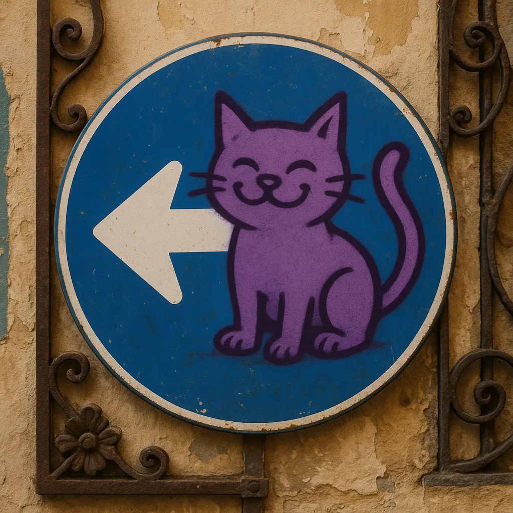 Blue Directional Traffic Sign with a White Arrow