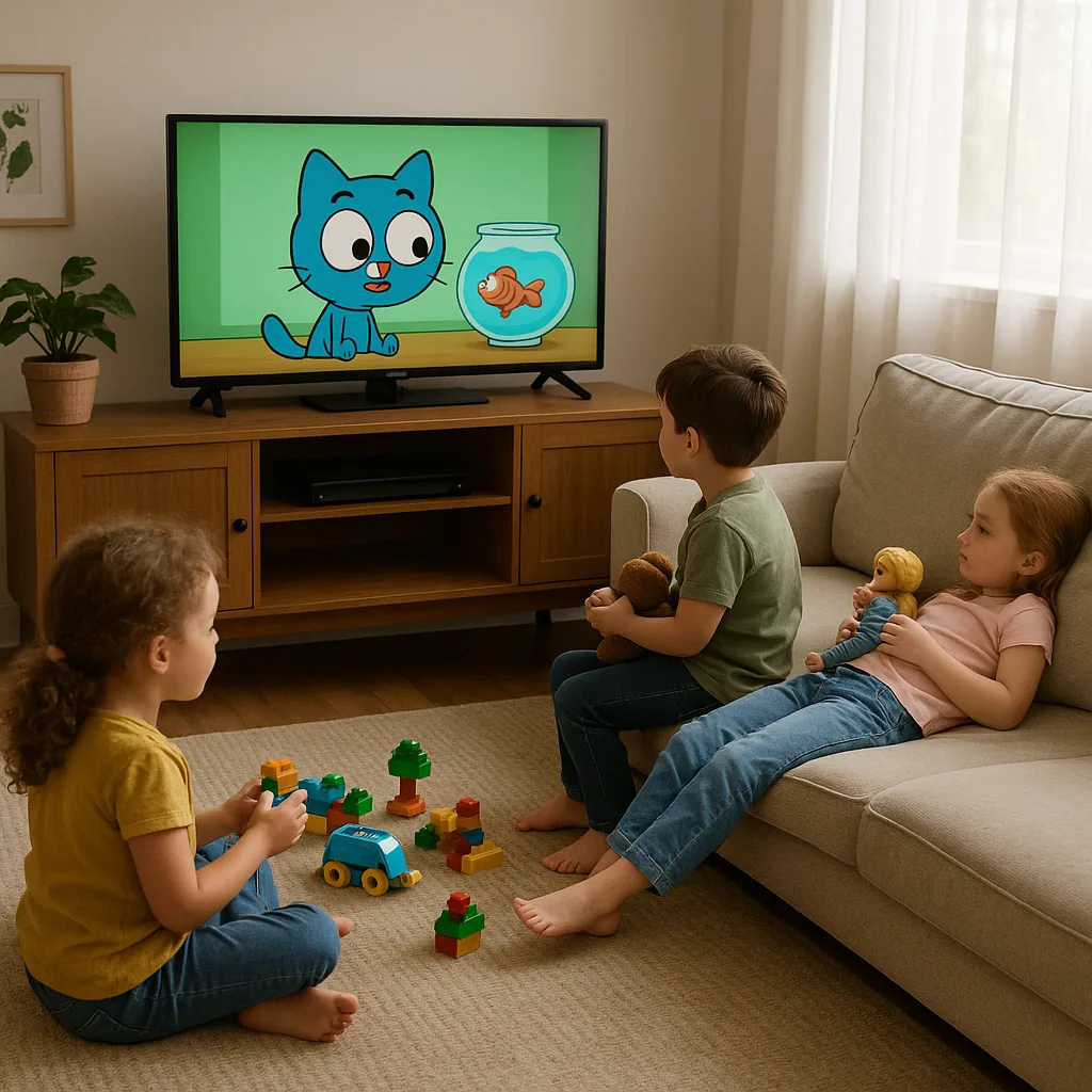 Three Children Are in a Living Room