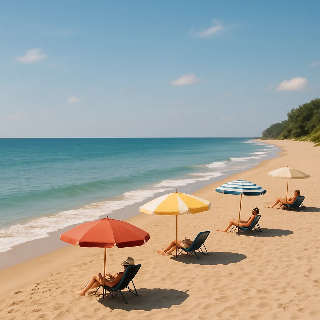 Tranquil Beach with Soft Sand and Calm Waves