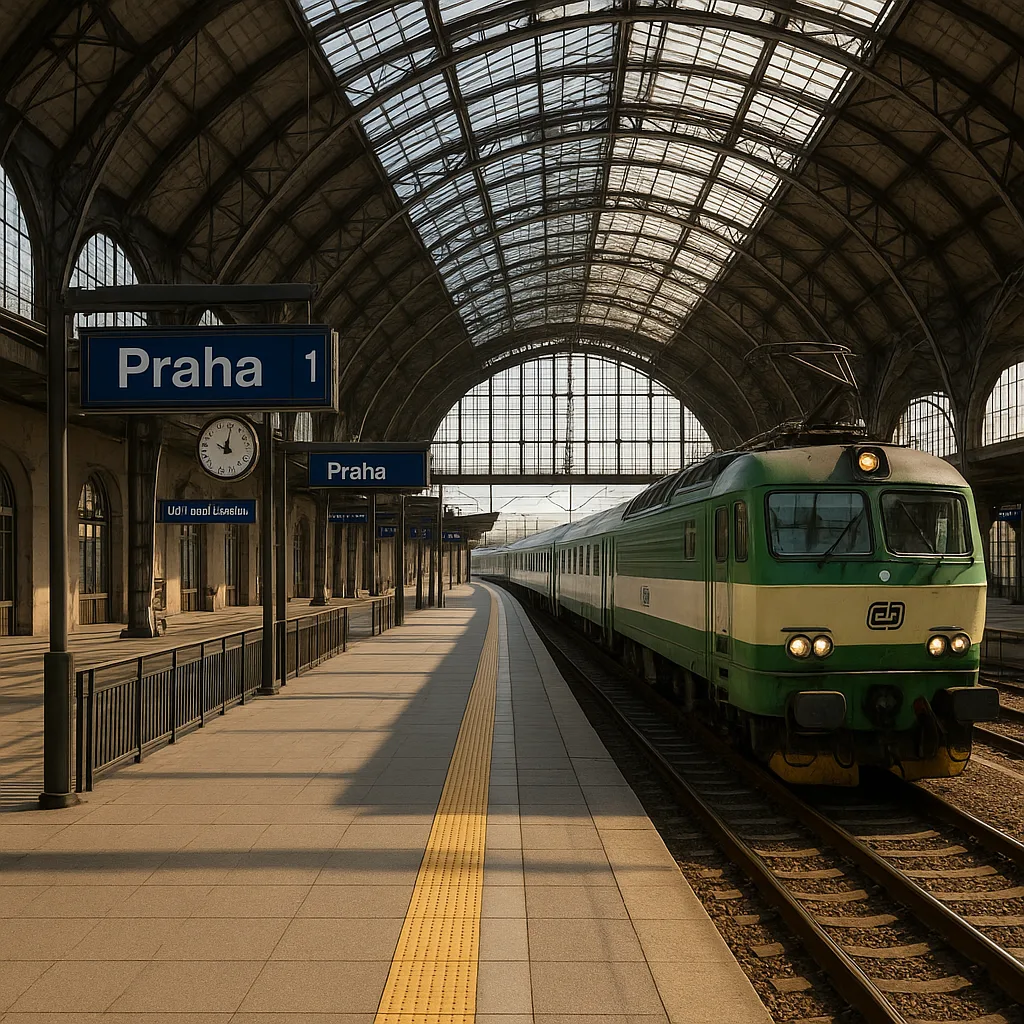 Train Station with an Arched Glass Roof