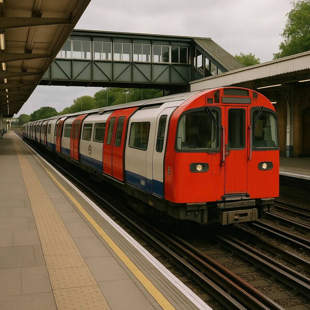 Red and White London Underground Train at a Station Platform