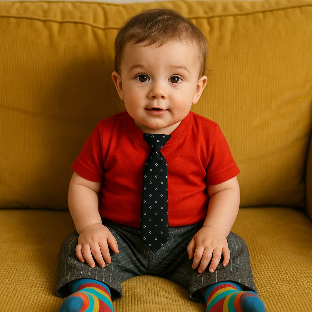 Small Child Sitting on a Yellow Couch