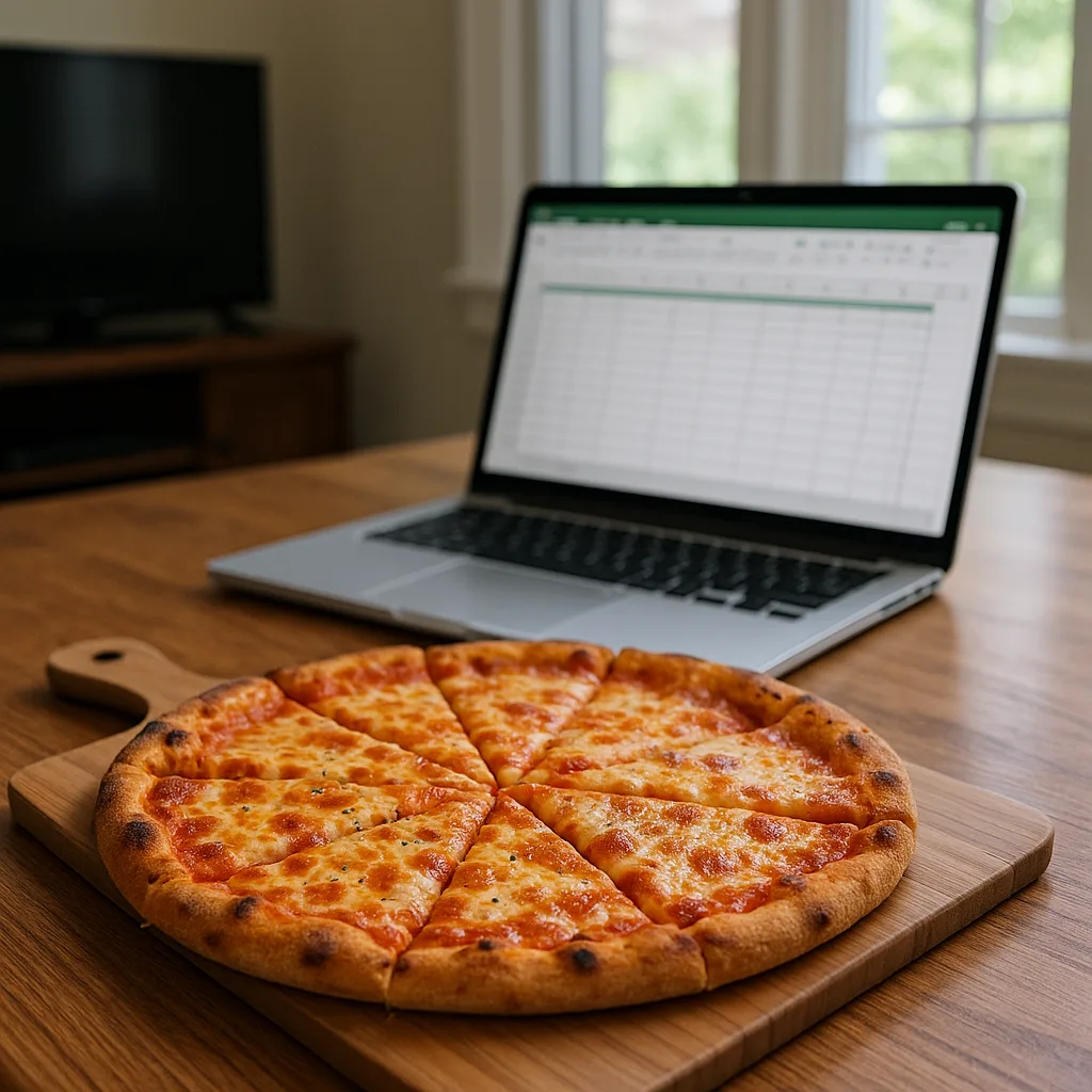 Sliced Cheese Pizza on a Cutting Board Sits