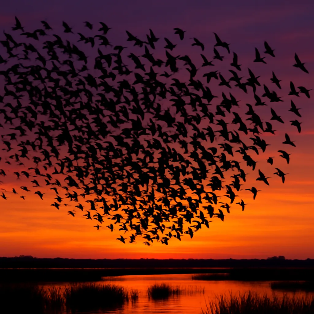 Vast Flock of Birds Takes Flight Simultaneously