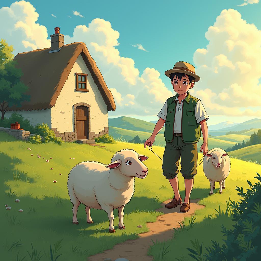 Irish Farmer Herding Sheep in Shinkai Light