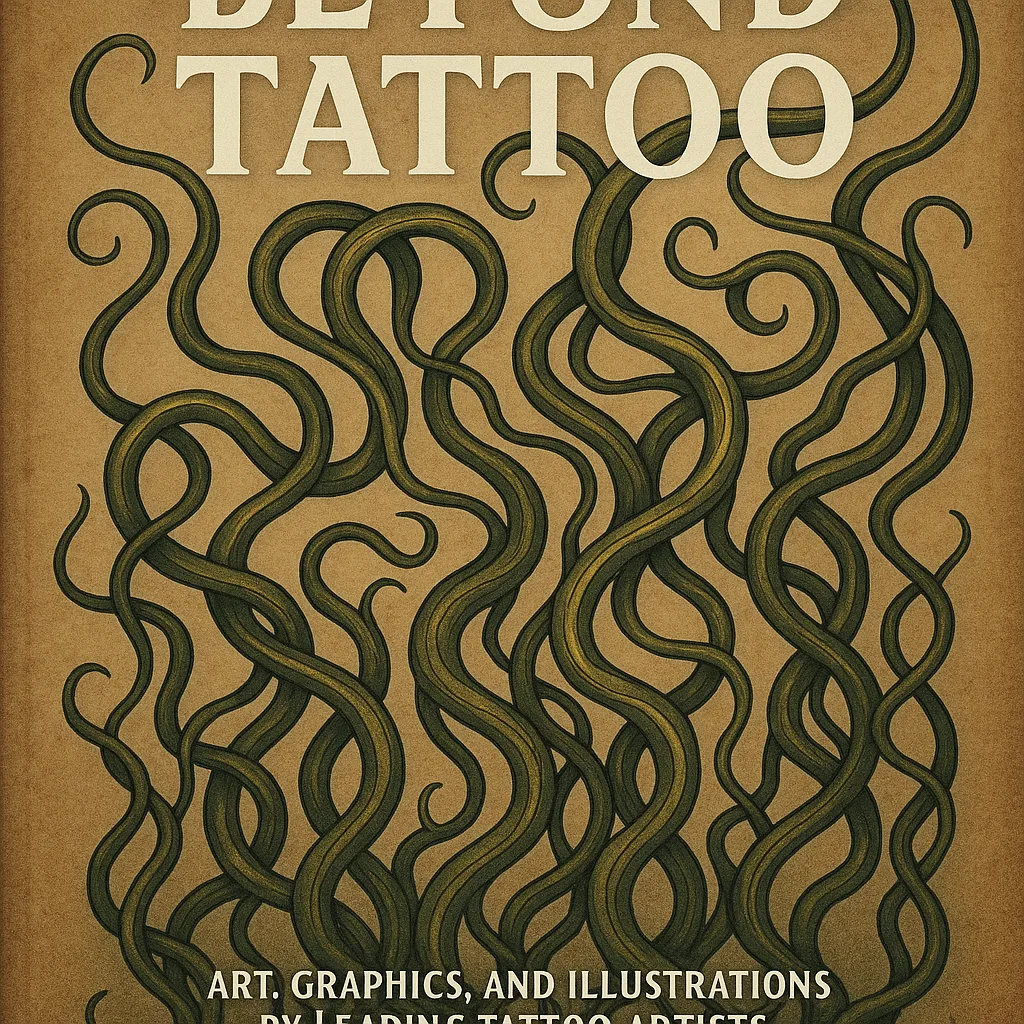 Book Cover Titled "Beyond Tattoo" Featuring Snake-like Tendrils