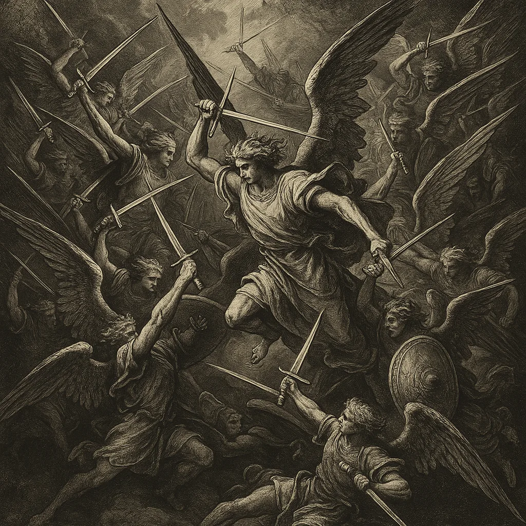 Dynamic Illustration by Gustave Doré Depicting an Intense