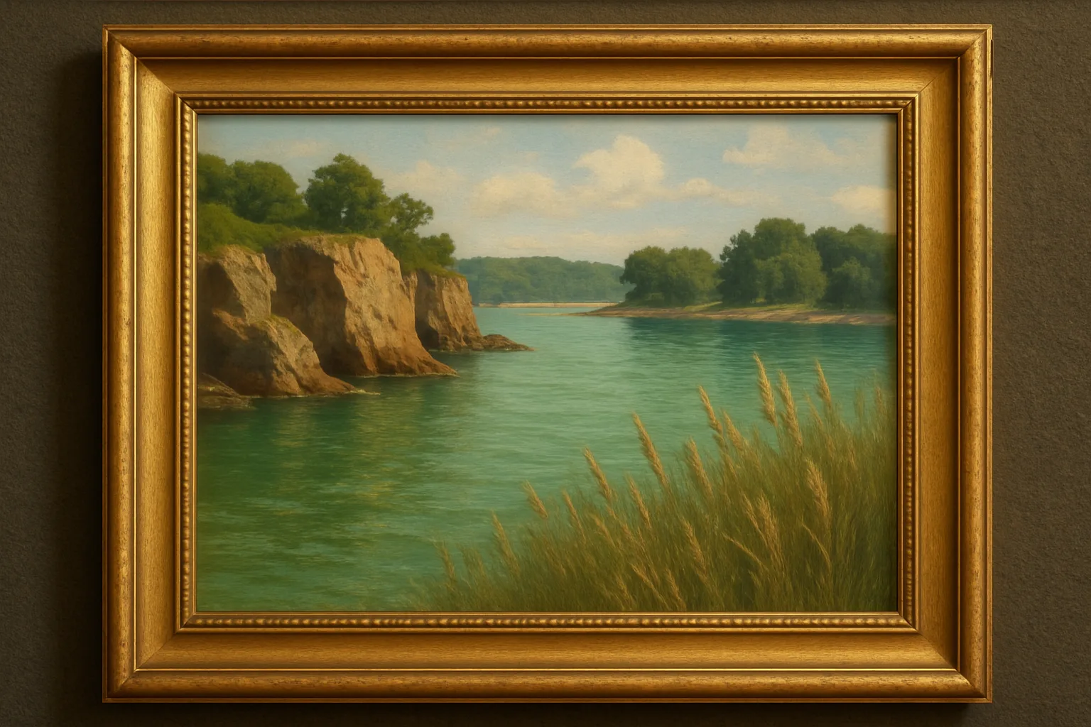 Coastal Landscape with Calm Green Water