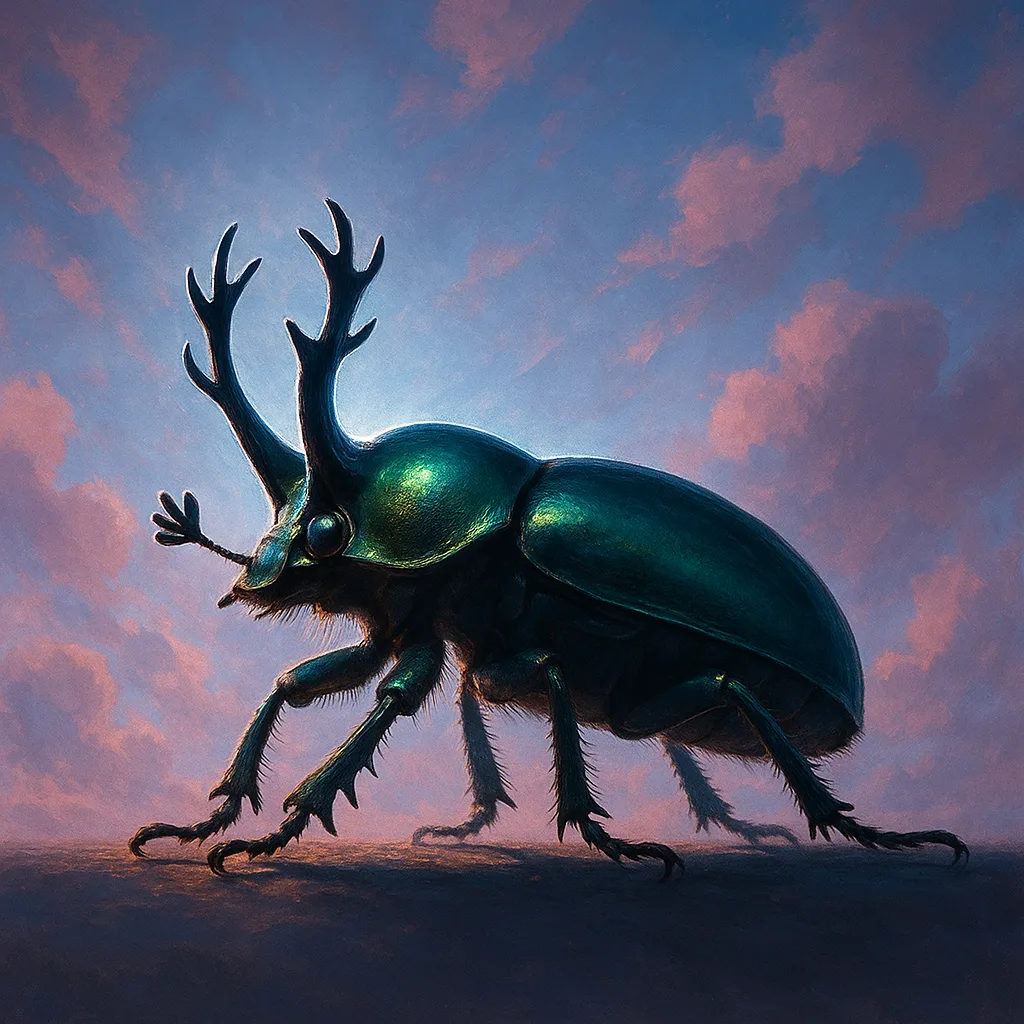 Single Metallic Green Dung Beetle
