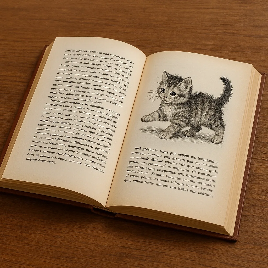 Wooden Table with an Open Book Resting on It