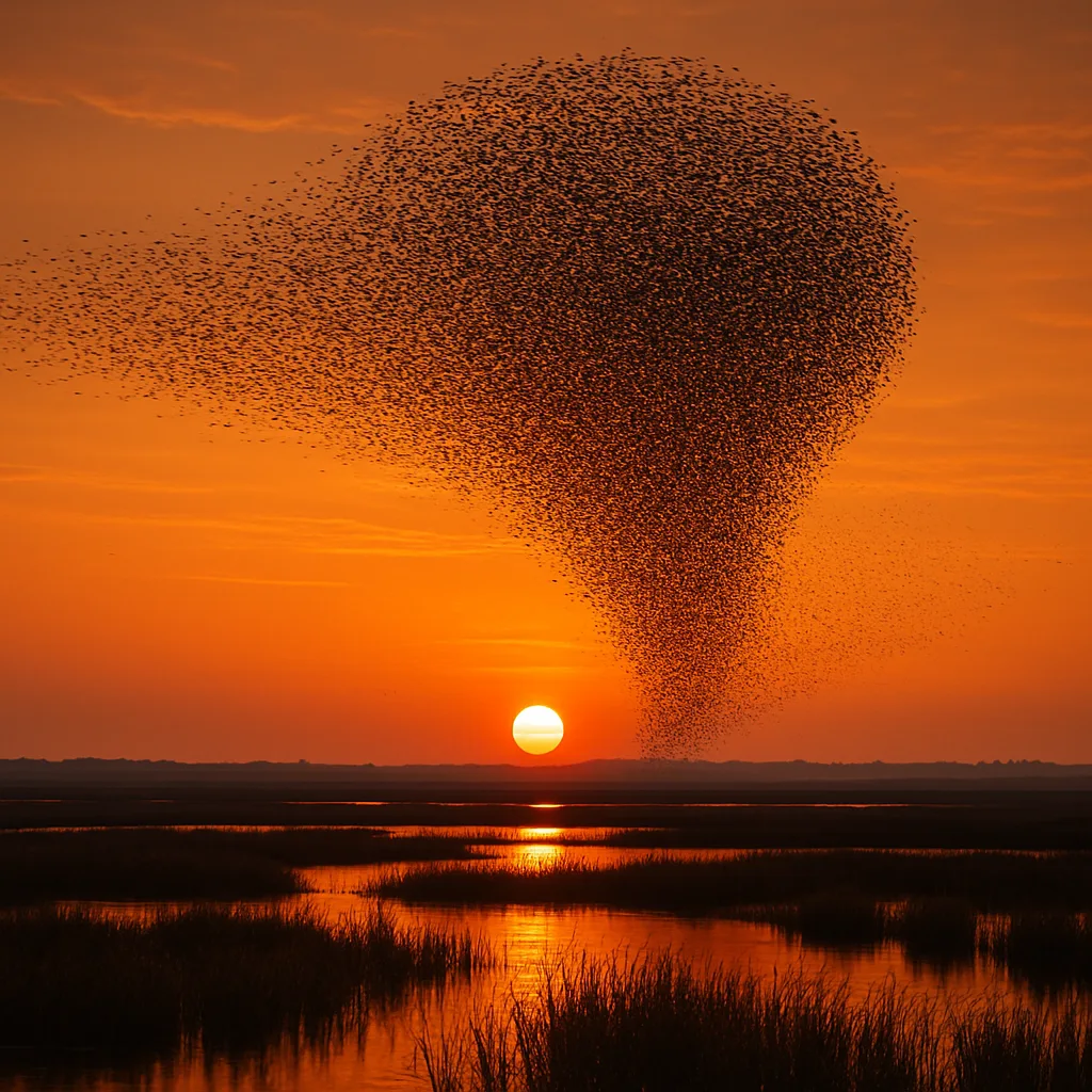 Dense Flock of Thousands of Starlings Creates Mesmerizing Patterns