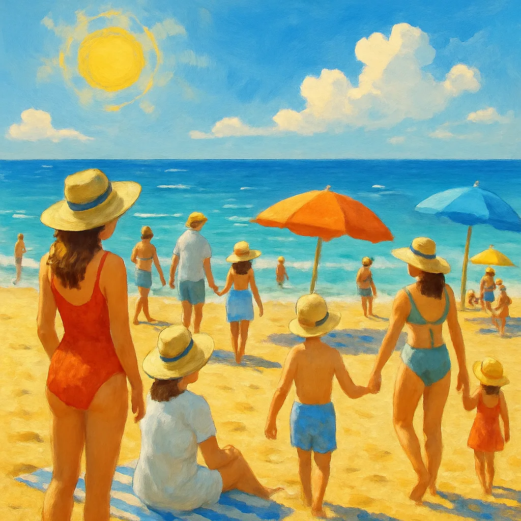 Vibrant Beach Setting During Summer