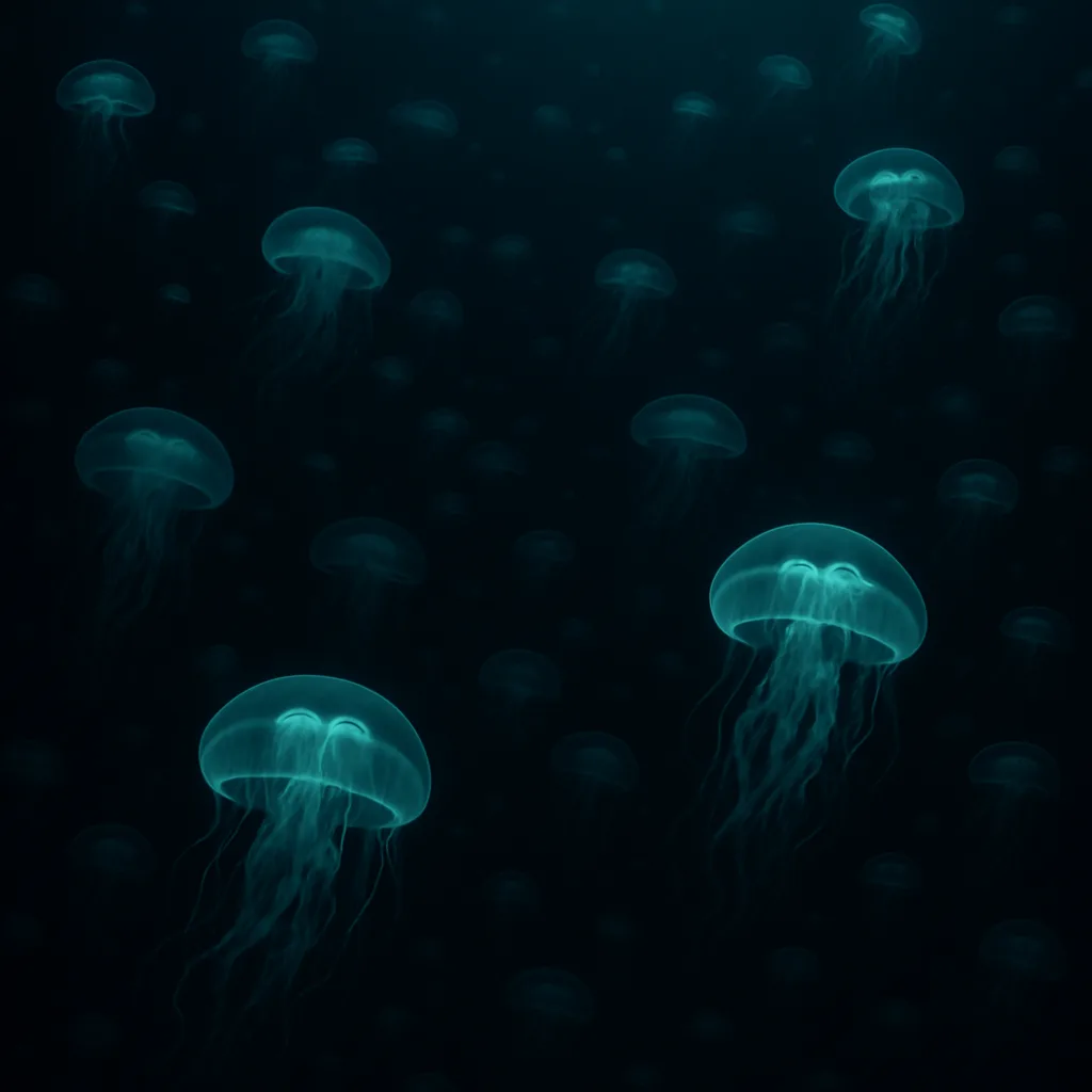 Massive Swarm of Glowing Jellyfish Drifts Serenely