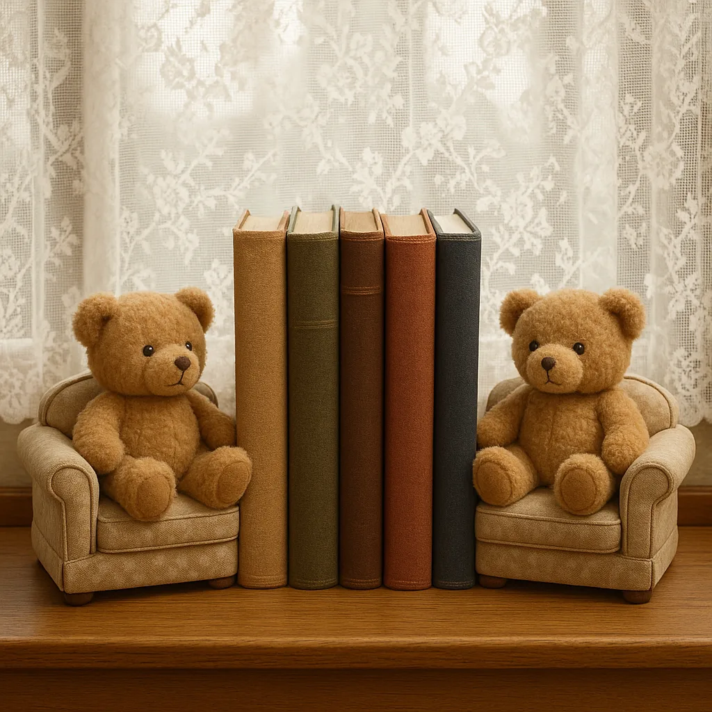 Two Teddy Bears Sitting on Miniature Couches