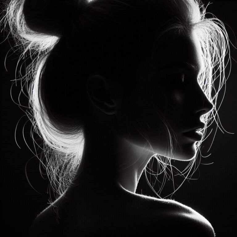 Dramatic Black and White Silhouette Portrait