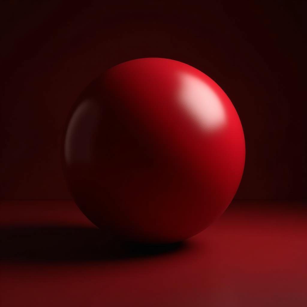 Red Sphere Carved by Dramatic Chiaroscuro Light