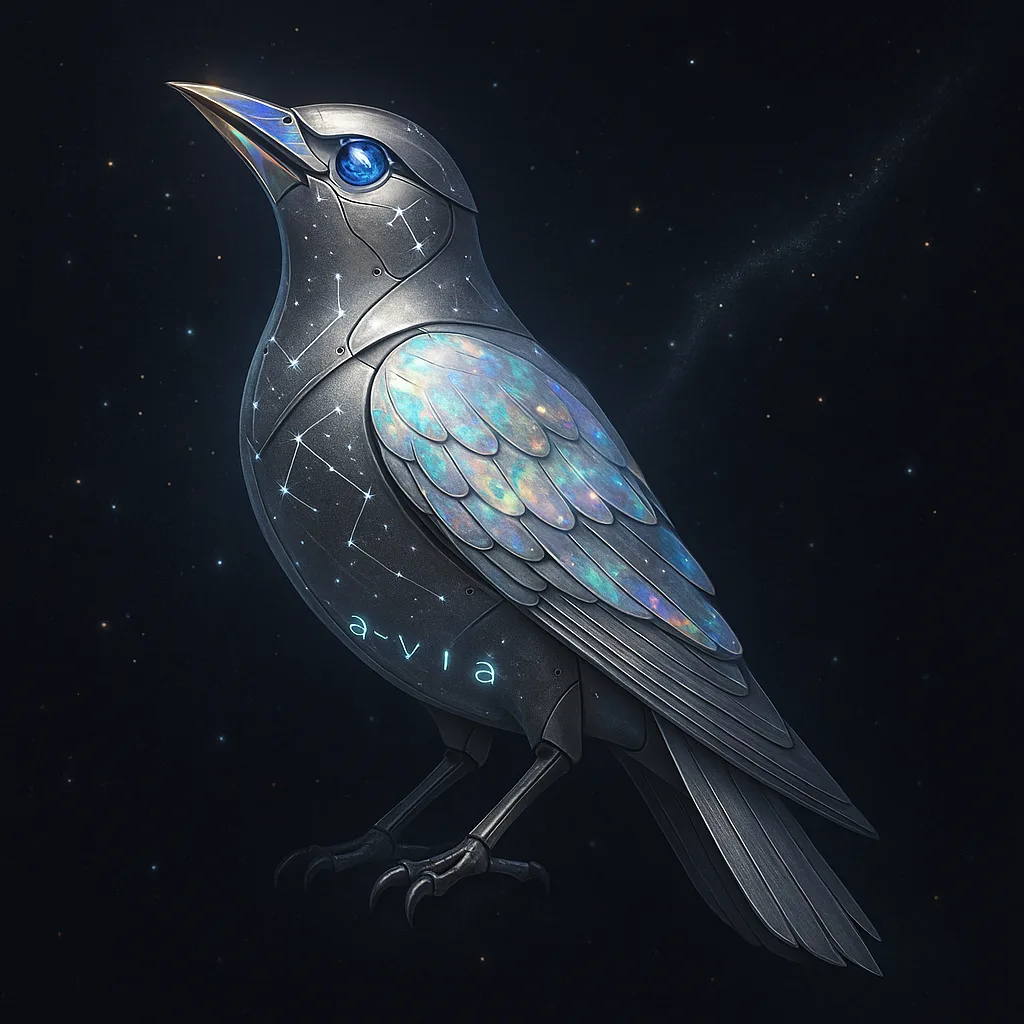 Square Image Featuring a Celestial-inspired Mechanical Bird