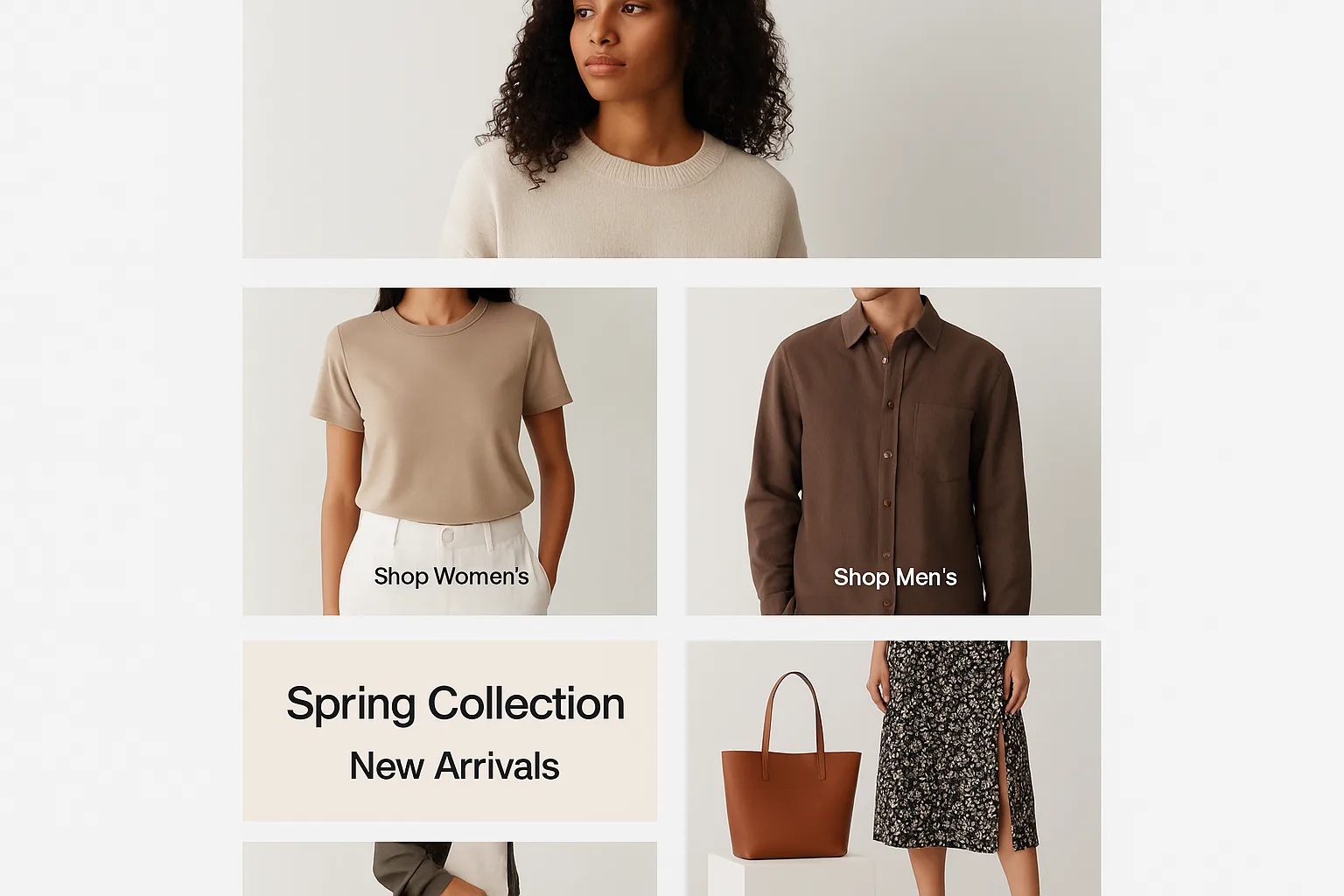 Fashion E-commerce Webpage Showcasing Clothing and Accessories
