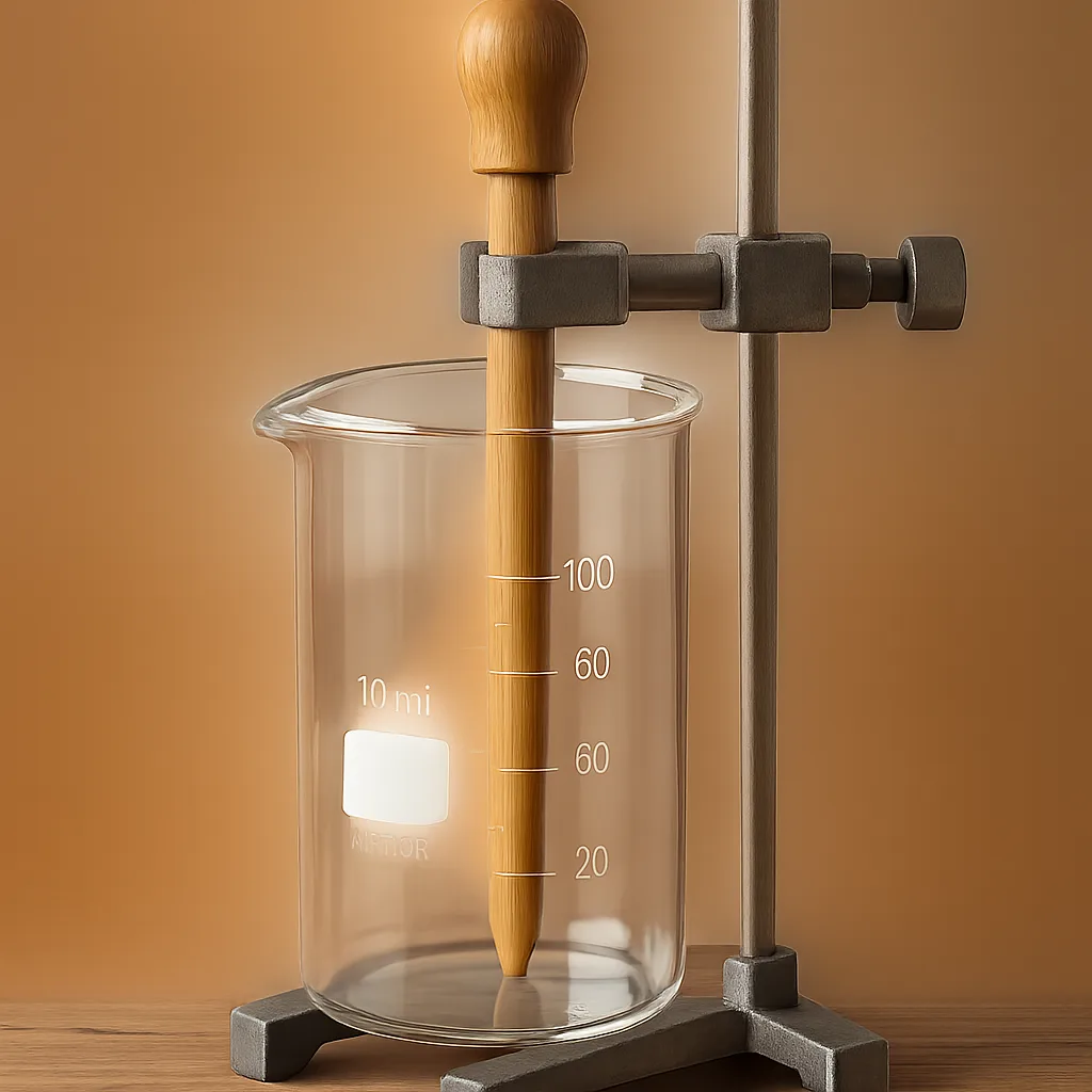 Bamboo Dropper Is Held in Place by a Silver Stand