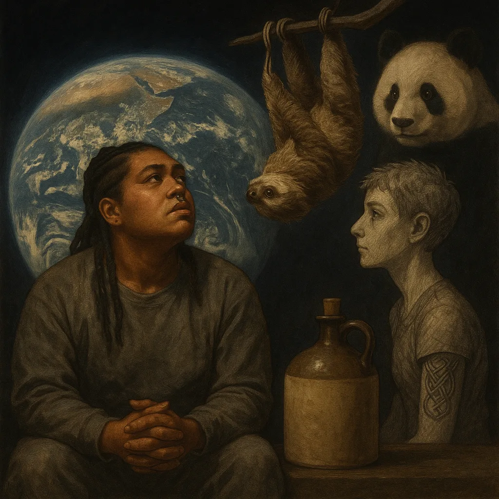 Thoughtful Pacific Islander Person in Sweatpants