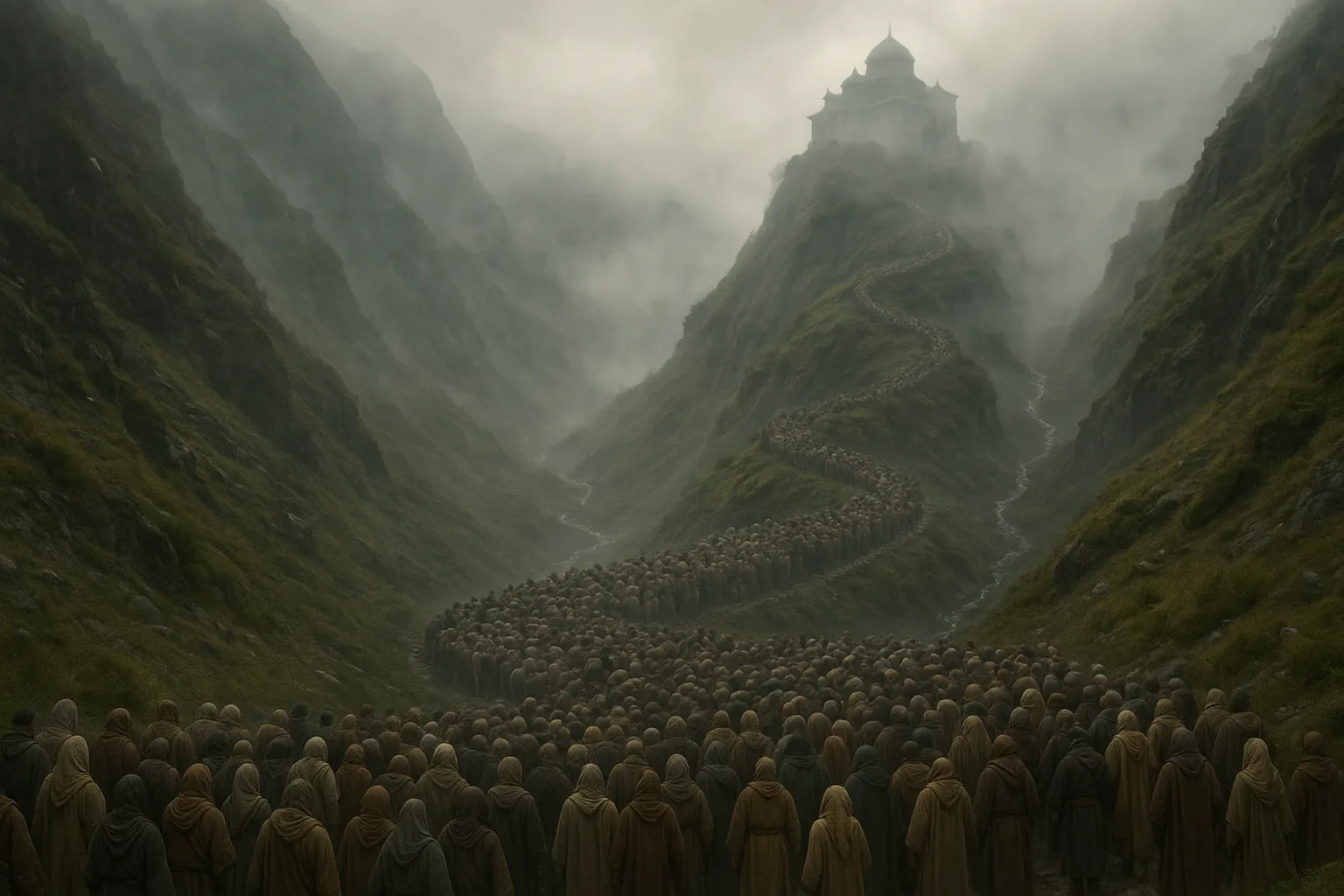 Massive Throng of Pilgrims Slowly Snakes its Way