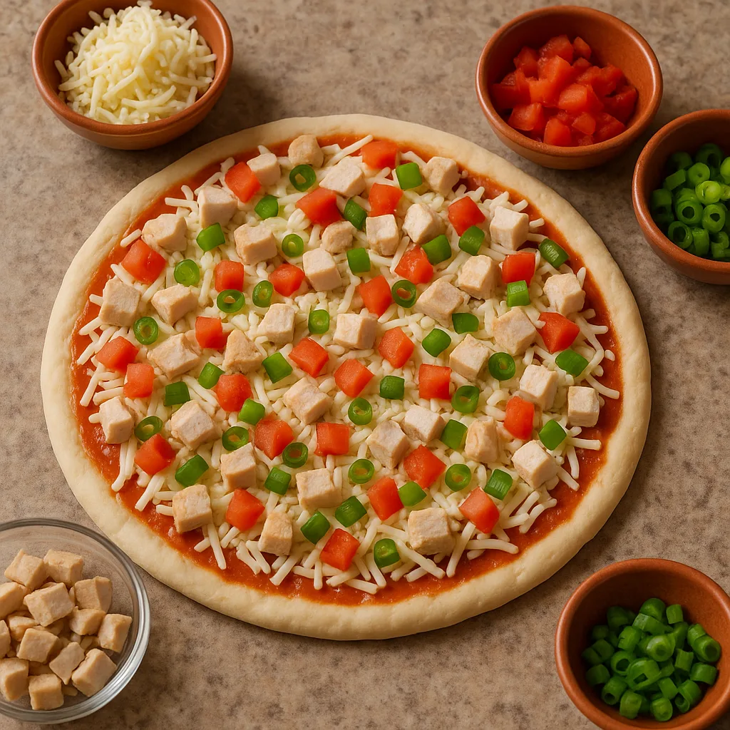 Homemade Uncooked Pizza Topped with Cheese