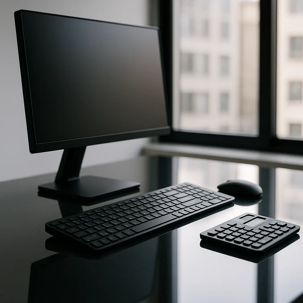 Sleek Modern Desk Setup with a Keyboard