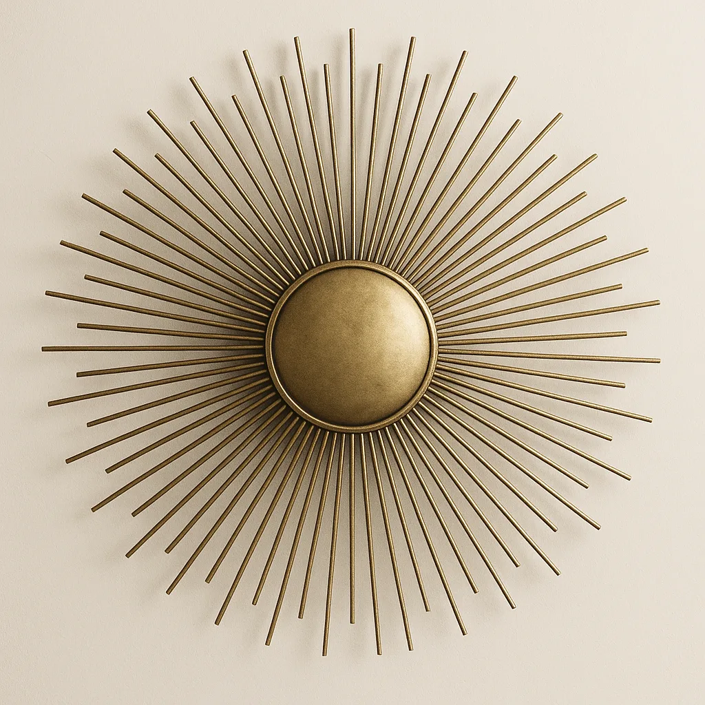 Sunburst-style Wall Decor Piece with Radiating Metallic Rods