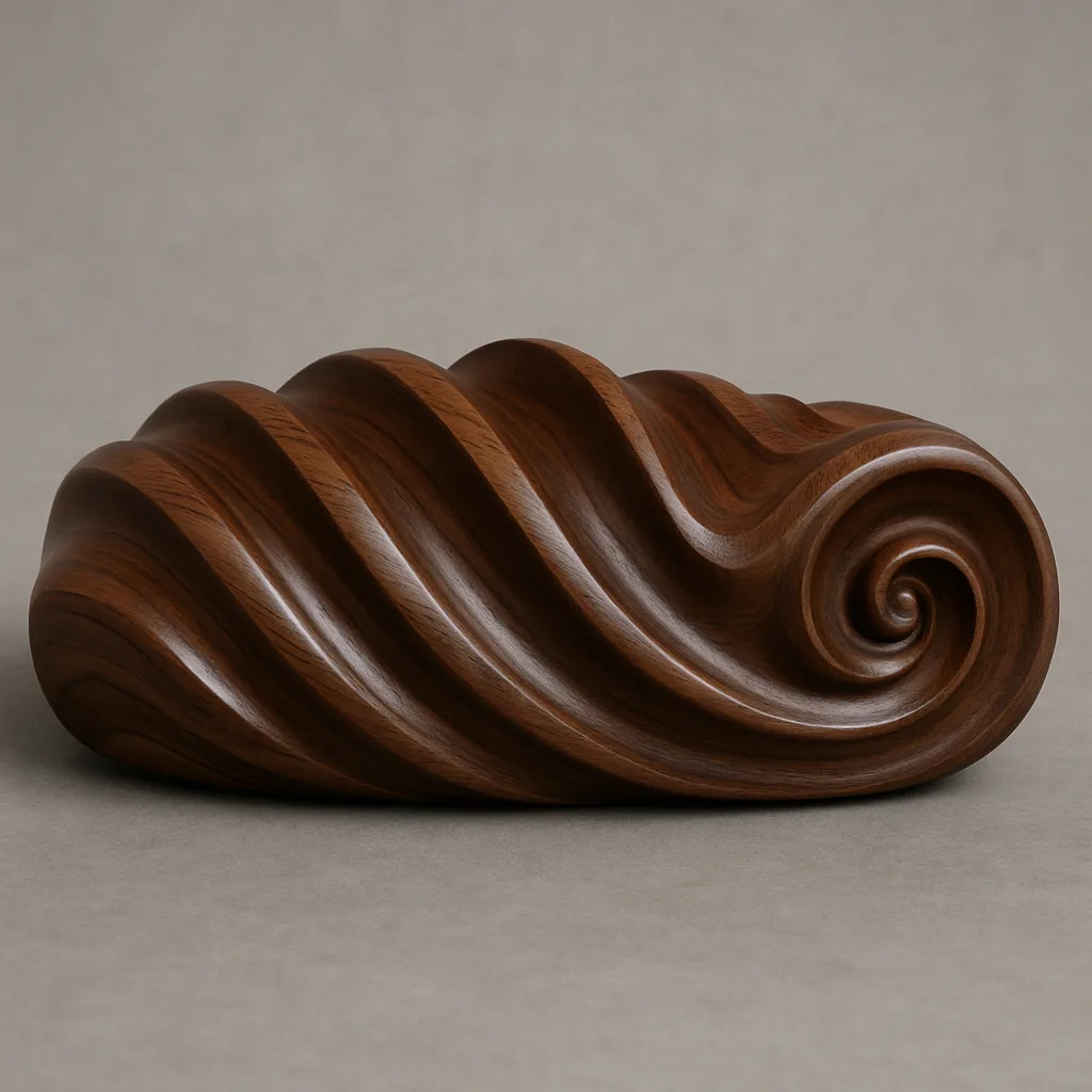 Sculpture Made from Polished Dark Walnut Wood
