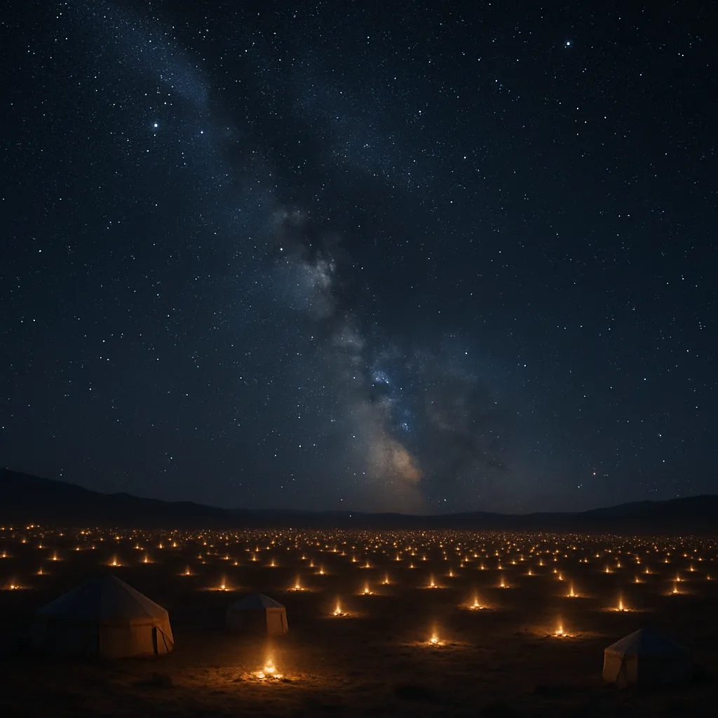 Innumerable Tiny Campfires of a Vast Nomadic Encampment Twinkle