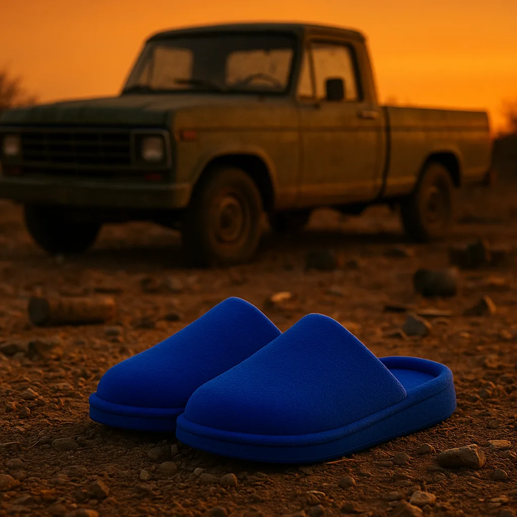 Pair of Striking Royal Blue Slippers with a Plush
