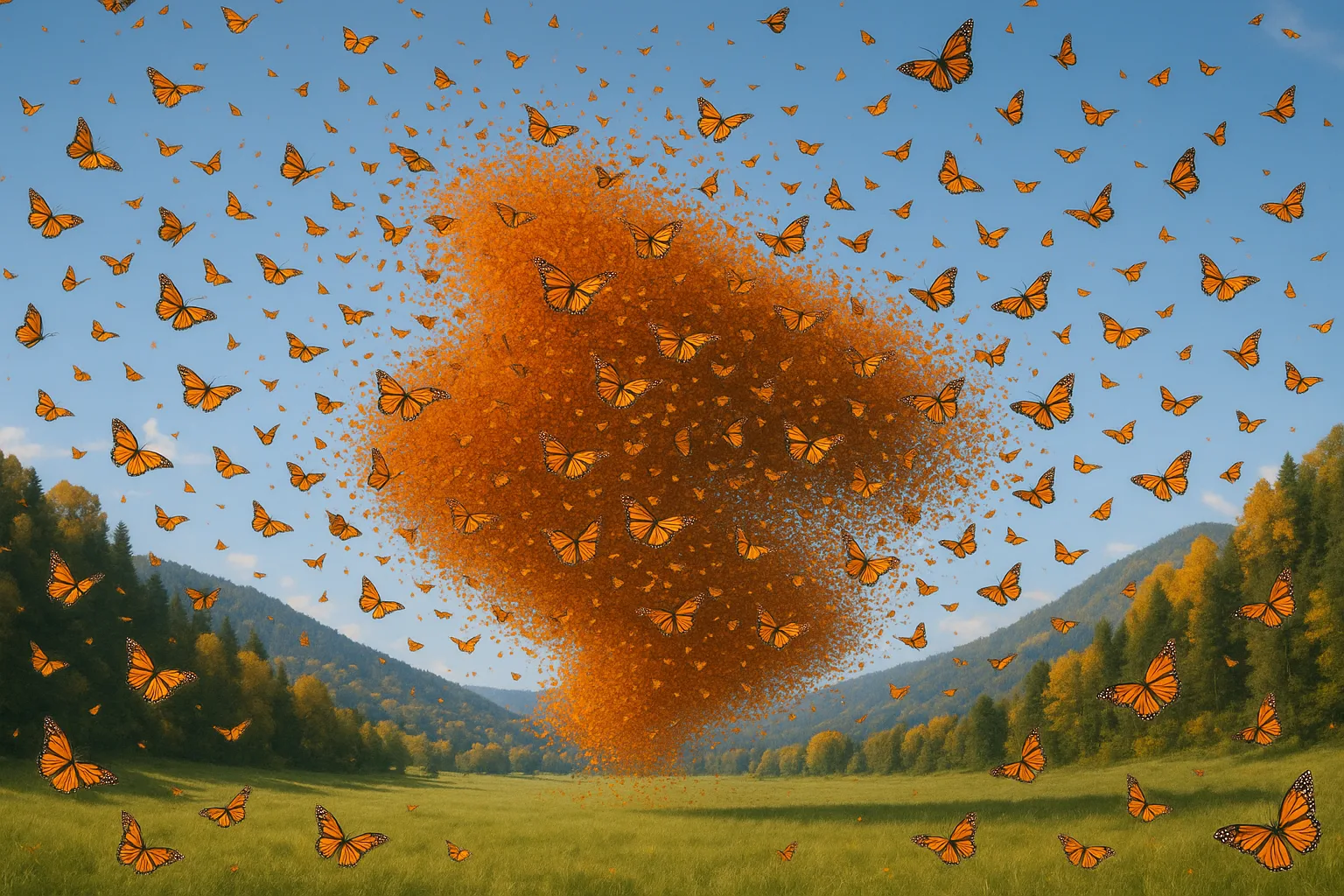 Thousands of Monarch Butterflies Create a Vibrant Orange Cloud