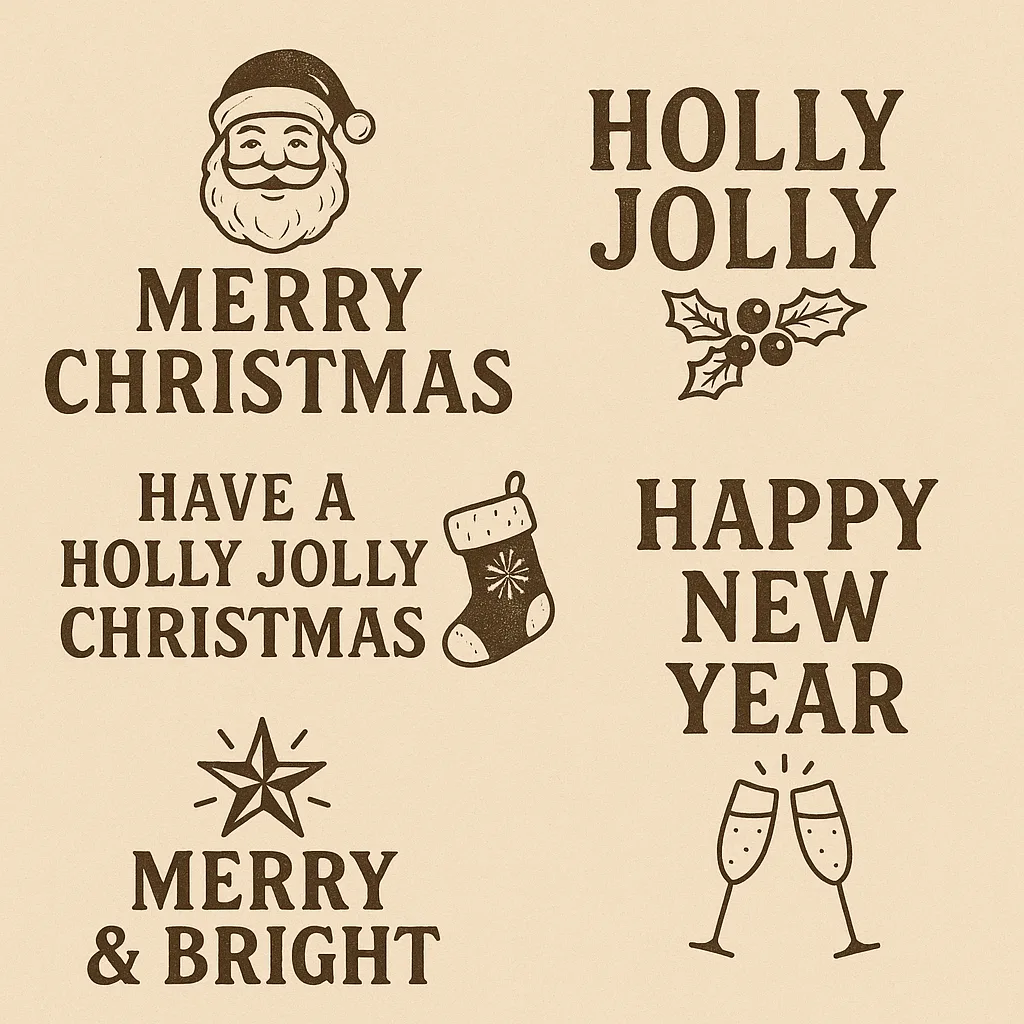Collection of Vintage-style Christmas and New Year Typography Designs