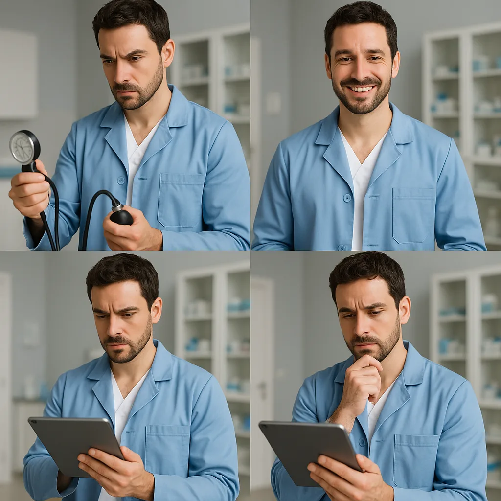 Sequence of Visuals Depicting a Male Nurse in Diverse Professional
