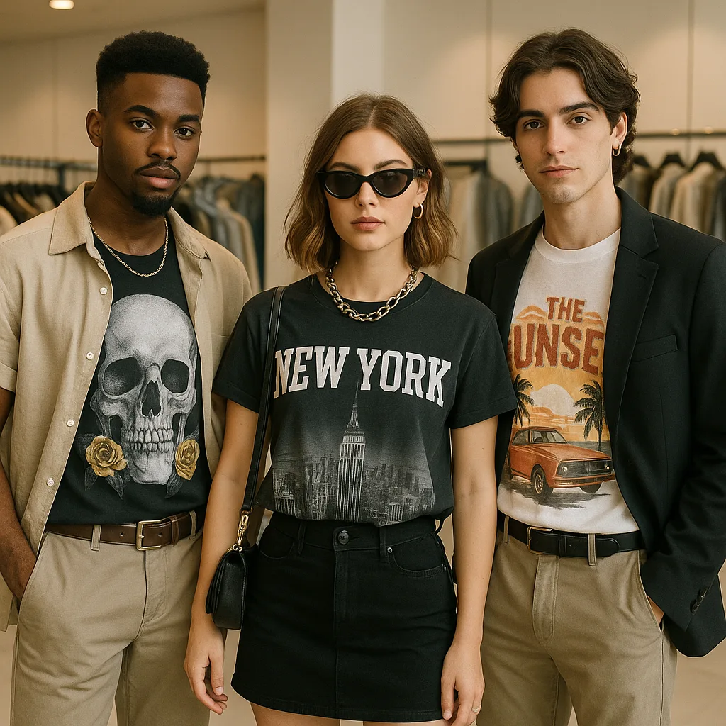 Three Individuals Wearing Fashionable Outfits