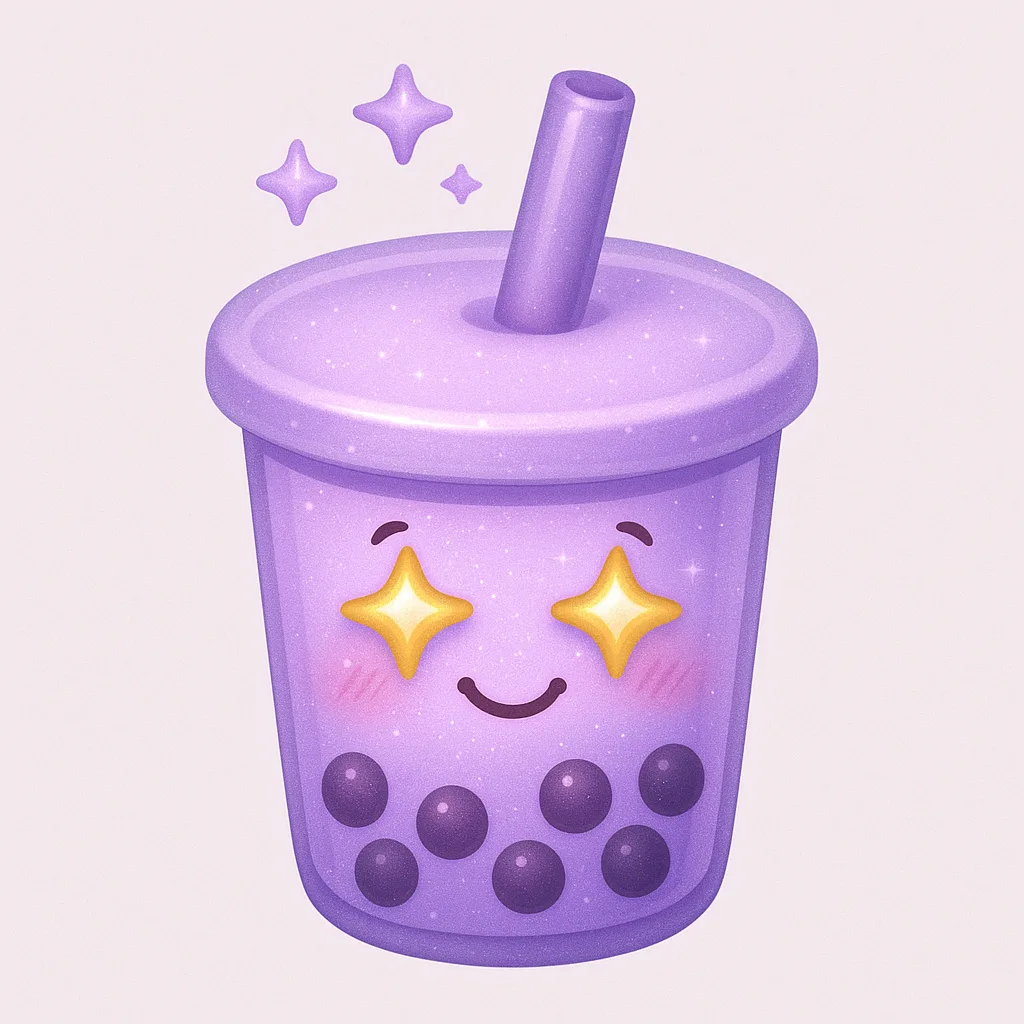 Finely Designed Digital Emoji Showcasing a Whimsical Cup of Bubble