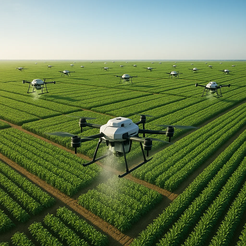 Multitude of Small Agricultural Drones Methodically Tends Endless