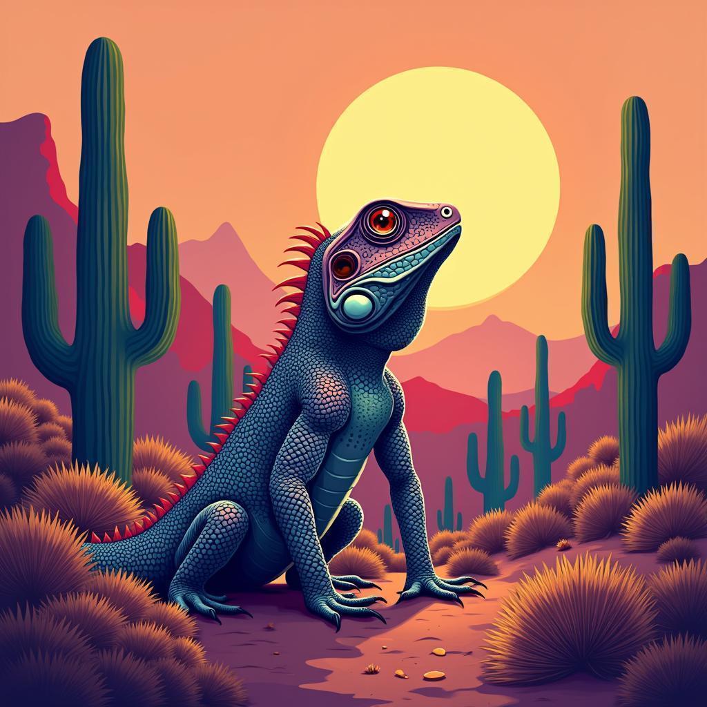Vibrant Desert Lizard Under a Glowing Sun