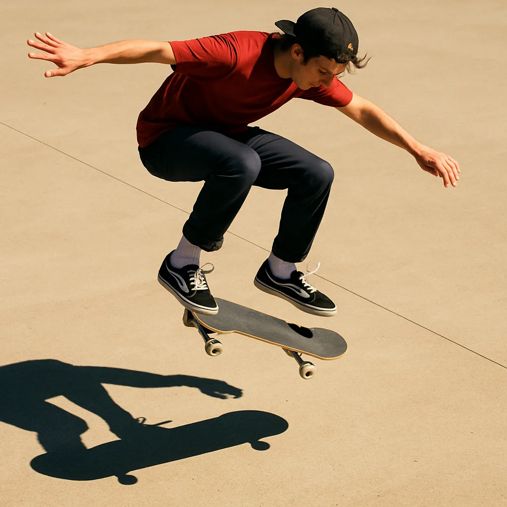 Skateboarder Suspended in Mid-air