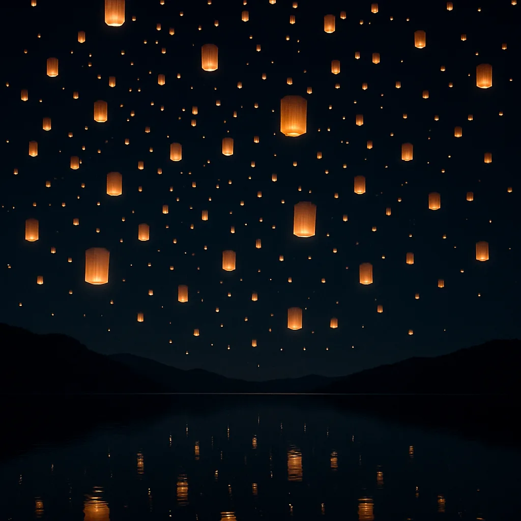 Thousands of Glowing Paper Lanterns Drift Serenely Upwards