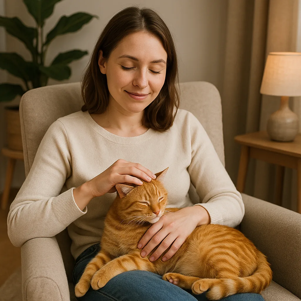 Ginger Tabby Cat Lies Calmly