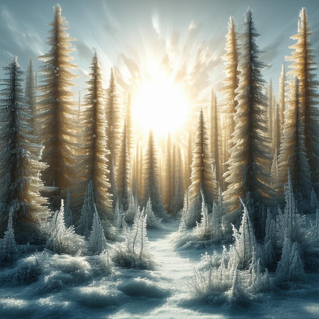 Frozen Sun Over Exaggerated Claymation Forest
